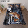 Maxcorners Fishing Black Tactical Pattern Water Splash Personalized Name Unisex 3D Bedding Set (13 Fish Species)