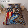 Maxcorners Fishing American Flag Camouflage Water Splash Personalized Name Unisex 3D Bedding Set (13 Fish Species)