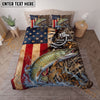 Maxcorners Fishing American Flag Camouflage Water Splash Personalized Name Unisex 3D Bedding Set (13 Fish Species)