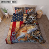 Maxcorners Fishing American Flag Camouflage Water Splash Personalized Name Unisex 3D Bedding Set (13 Fish Species)