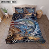 Maxcorners Fishing American Flag Ocean Adventure Personalized Name Unisex 3D Bedding Set (13 Fish Species)