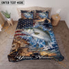 Maxcorners Fishing American Flag Ocean Adventure Personalized Name Unisex 3D Bedding Set (13 Fish Species)