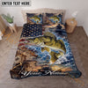 Maxcorners Fishing American Flag Ocean Adventure Personalized Name Unisex 3D Bedding Set (13 Fish Species)