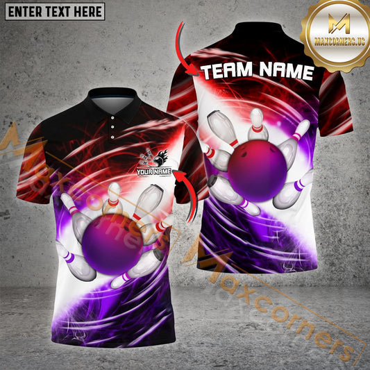 Maxcorner Bowling Ball & Pins Genki Impact Multicolor Option Customized Name 3D Shirt (4 Colors)
