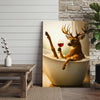 Maxcorners Relaxing Deer in Bathtub Funny Wall Art – Unique Gift for Hunters, Rustic Cabin Decor Canvas
