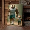 Maxcorners Buff Bear Dad and Cub Canvas Wall Art, Fitness Father and Son Bear Print, Basketball Kids Room & Home Gym Decor