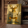 Maxcorners Funny Deer on Toilet Canvas – Quirky Animal Art Print with Smoking and Newspaper for Unique Wall Decor