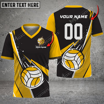 Maxcorners Volleyball Logo Thunder And Lightning Personalized 3D V-neck T-Shirt