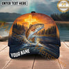 Maxcorners Fishing Christian Cross Sunset River Personalized Name 3D Cap (12 Fish Species)