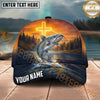 Maxcorners Fishing Christian Cross Sunset River Personalized Name 3D Cap (12 Fish Species)