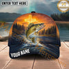 Maxcorners Fishing Christian Cross Sunset River Personalized Name 3D Cap (12 Fish Species)