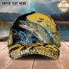 Maxcorners Fishing Gold Splash Camo Bold Catch Personalized Name 3D Cap (12 Fish Species)