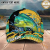 Maxcorners Fishing Gold Splash Camo Bold Catch Personalized Name 3D Cap (12 Fish Species)
