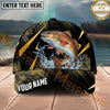 Maxcorners Fishing Black Gold Abstract Splash Personalized Name 3D Cap (12 Fish Species)