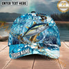 Maxcorners Fishing Aqua Water Swirl Splash Personalized Name 3D Cap (12 Fish Species)