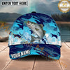 Maxcorners Fishing Blue Camo Lure Splash Personalized Name 3D Cap (12 Fish Species)