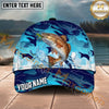Maxcorners Fishing Blue Camo Lure Splash Personalized Name 3D Cap (12 Fish Species)