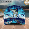 Maxcorners Fishing Blue Camo Lure Splash Personalized Name 3D Cap (12 Fish Species)