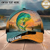 Maxcorners Fishing Sunset Angler Landscape Personalized Name 3D Cap (12 Fish Species)
