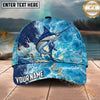 Maxcorners Fishing Ocean Wave Splash Personalized Name 3D Cap (12 Fish Species)