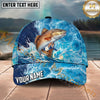 Maxcorners Fishing Ocean Wave Splash Personalized Name 3D Cap (12 Fish Species)