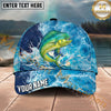 Maxcorners Fishing Ocean Wave Splash Personalized Name 3D Cap (12 Fish Species)