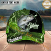 Maxcorners Fishing Green Lightning Happy Quote Personalized Name 3D Cap (12 Fish Species)