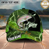 Maxcorners Fishing Green Lightning Happy Quote Personalized Name 3D Cap (12 Fish Species)
