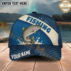 Maxcorners Fishing Blue Scale Pattern Bold Splash Personalized Name 3D Cap (12 Fish Species)
