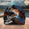 Maxcorners Fishing Lure Strike Geometric Stripe Personalized Name 3D Cap (12 Fish Species)