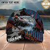Maxcorners Fishing Lure Strike Geometric Stripe Personalized Name 3D Cap (12 Fish Species)