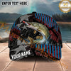 Maxcorners Fishing Lure Strike Geometric Stripe Personalized Name 3D Cap (12 Fish Species)