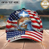 Maxcorners Fishing Patriotic Flag Faith Splash Personalized Name 3D Cap (12 Fish Species)