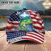 Maxcorners Fishing Patriotic Flag Faith Splash Personalized Name 3D Cap (12 Fish Species)
