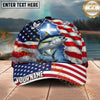 Maxcorners Fishing Patriotic Flag Faith Splash Personalized Name 3D Cap (12 Fish Species)