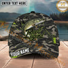 Maxcorners Fishing Camo Reel Legend Graffiti Splash Personalized Name 3D Cap (12 Fish Species)
