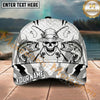 Maxcorners Fishing Skull Rod Line Art Monochrome Personalized Name 3D Cap (12 Fish Species)