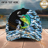 Maxcorners Fishing Blue Camo Carbon Splash Personalized Name 3D Cap (12 Fish Species)