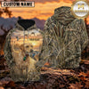 Maxcorners Sunset Reed Field Duck Hunting Personalized Name 3D Hoodie (8 Hunting Dog Options)