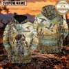 Maxcorners Flying Waterfowl Marsh Camouflage Duck Hunting Personalized Name 3D Hoodie (8 Hunting Dog Options)
