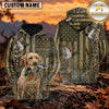 Maxcorners Rustic American Flag Duck Hunting Personalized Name 3D Hoodie (8 Hunting Dog Options)