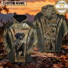 Maxcorners Geometric Marsh Camouflage Duck Hunting Personalized Name 3D Hoodie (8 Hunting Dog Options)