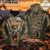 Maxcorners Geometric Marsh Camouflage Duck Hunting Personalized Name 3D Hoodie (8 Hunting Dog Options)
