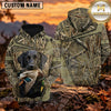 Maxcorners Tactical Reed Camouflage Duck Hunting Personalized Name 3D Hoodie (8 Hunting Dog Options)