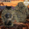 Maxcorners Tactical Reed Camouflage Duck Hunting Personalized Name 3D Hoodie (8 Hunting Dog Options)