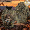 Maxcorners Tactical Reed Camouflage Duck Hunting Personalized Name 3D Hoodie (8 Hunting Dog Options)