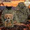 Maxcorners Tactical Reed Camouflage Duck Hunting Personalized Name 3D Hoodie (8 Hunting Dog Options)