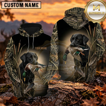 Maxcorners Dark Forest Retriever Duck Hunting Personalized Name 3D Hoodie (8 Hunting Dog Options)