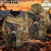 Maxcorners Distressed American Flag Duck Hunting Personalized Name 3D Hoodie (8 Hunting Dog Options)