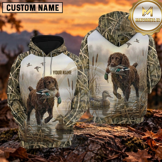 Maxcorners Misty Wetland Retriever Duck Hunting Personalized Name 3D Hoodie (8 Hunting Dog Options)